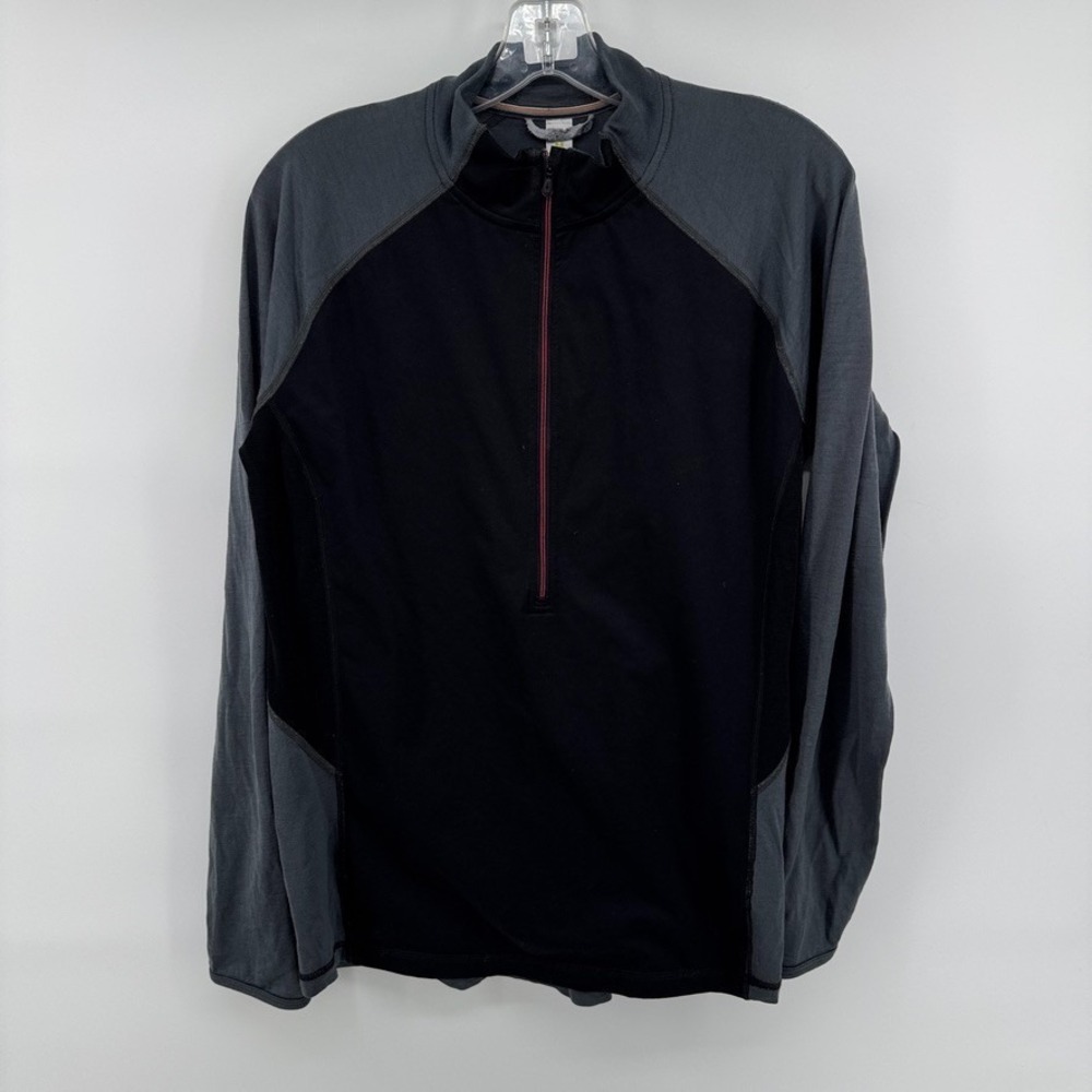 Smartwool Pullover Mens Medium Gray Black PhD Light Wind 1/2-Zip Merino Wool